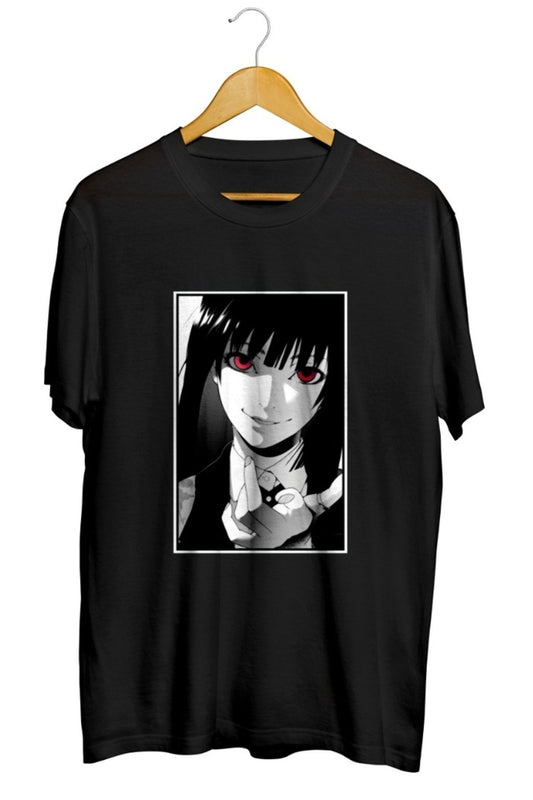Kakegurui Siyah Baskılı Unisex Tişört