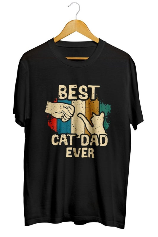 Best Cat Dad Ever Baskılı Unisex Tişört