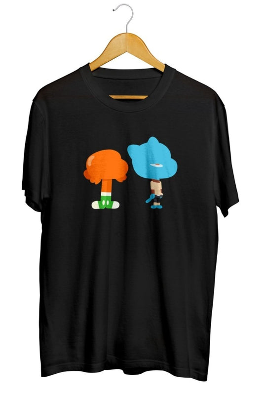 Minimal Gumball And Darwin Baskılı Unisex Tişört
