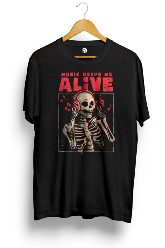 Music Keeps Me Alive - Dead Skull Evil Gift Müzik Temalı Tişört