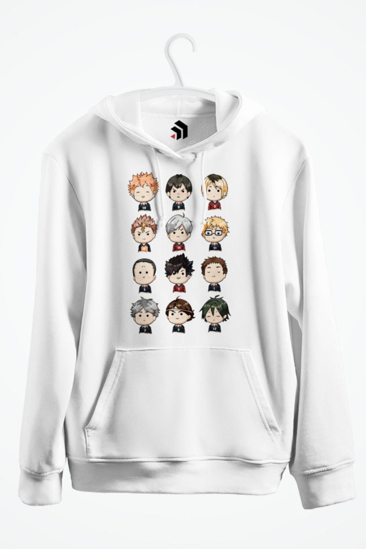 Haikyuu Anime Baskılı Kapşonlu Sweatshirt