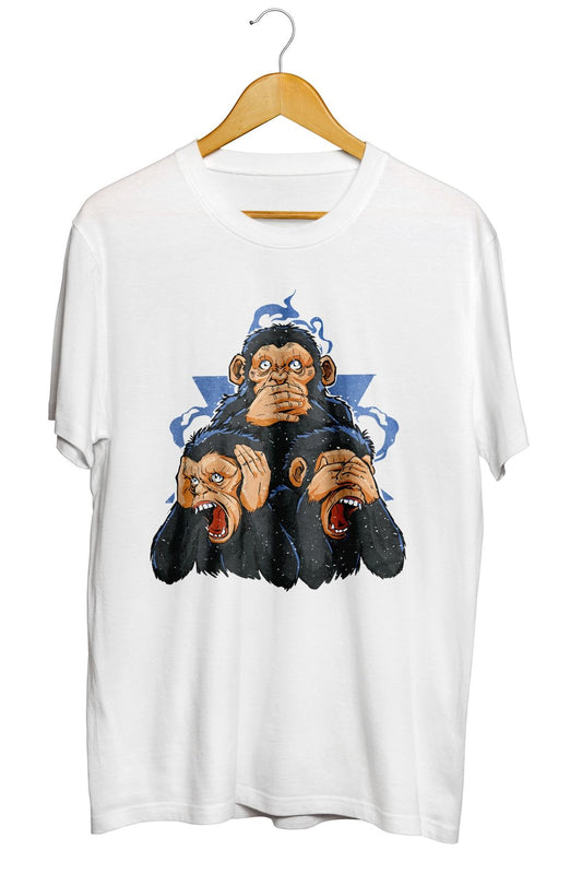 Three Monkeys Baskılı Unisex Tişört