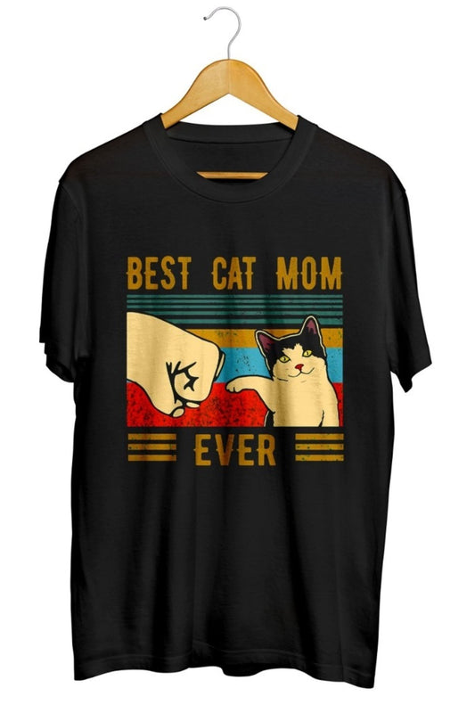 Best Cat Mom Ever Baskılı Unisex Tişört