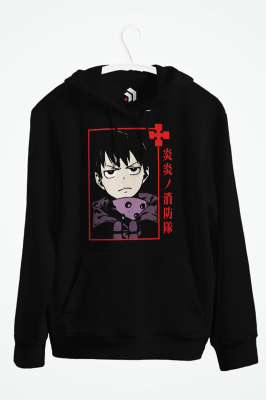 Fire Force Anime Baskılı Kapşonlu Sweatshirt