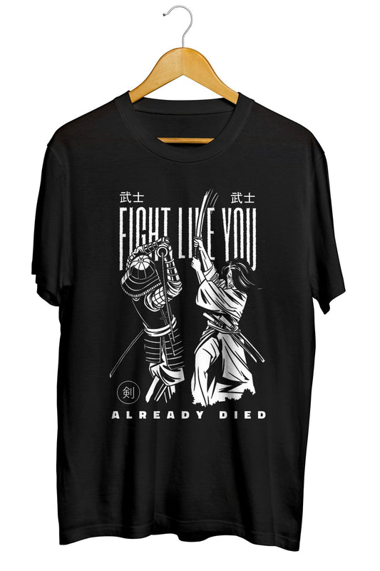 Samurai Warrior Fight Baskılı Anime Unisex Tişört