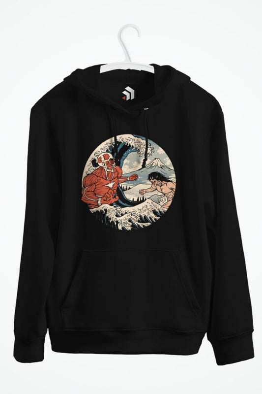 Attack On Titan - Kanagawa Wave Anime Baskılı Kapşonlu Sweatshirt