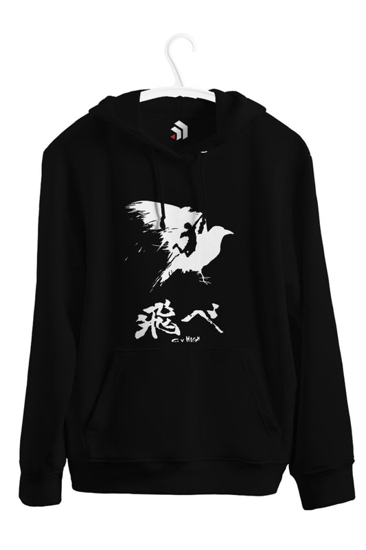 Haikyuu! - Fly High - White Anime Baskılı Unisex Kapşonlu