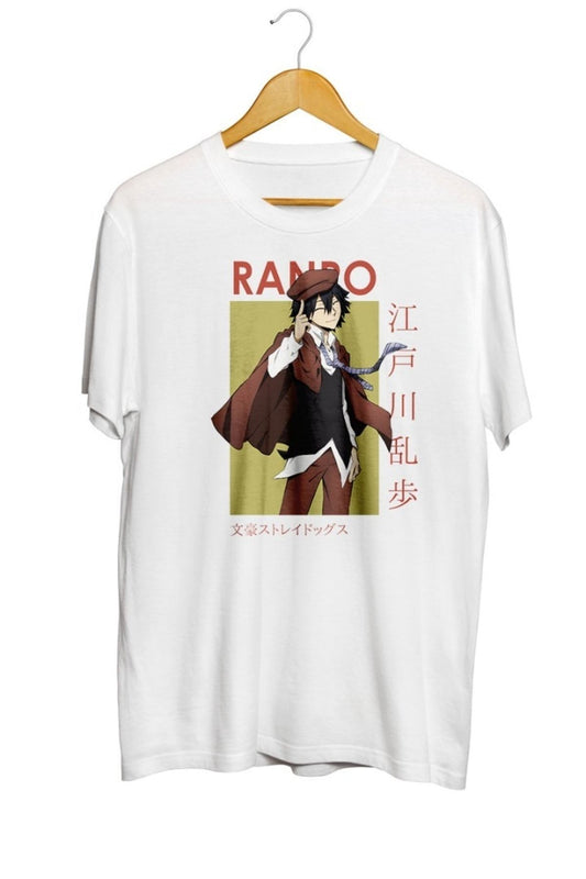 Ranpo Edogawa Bungou Stray Dogs Card Anime Baskılı Unisex Tişört