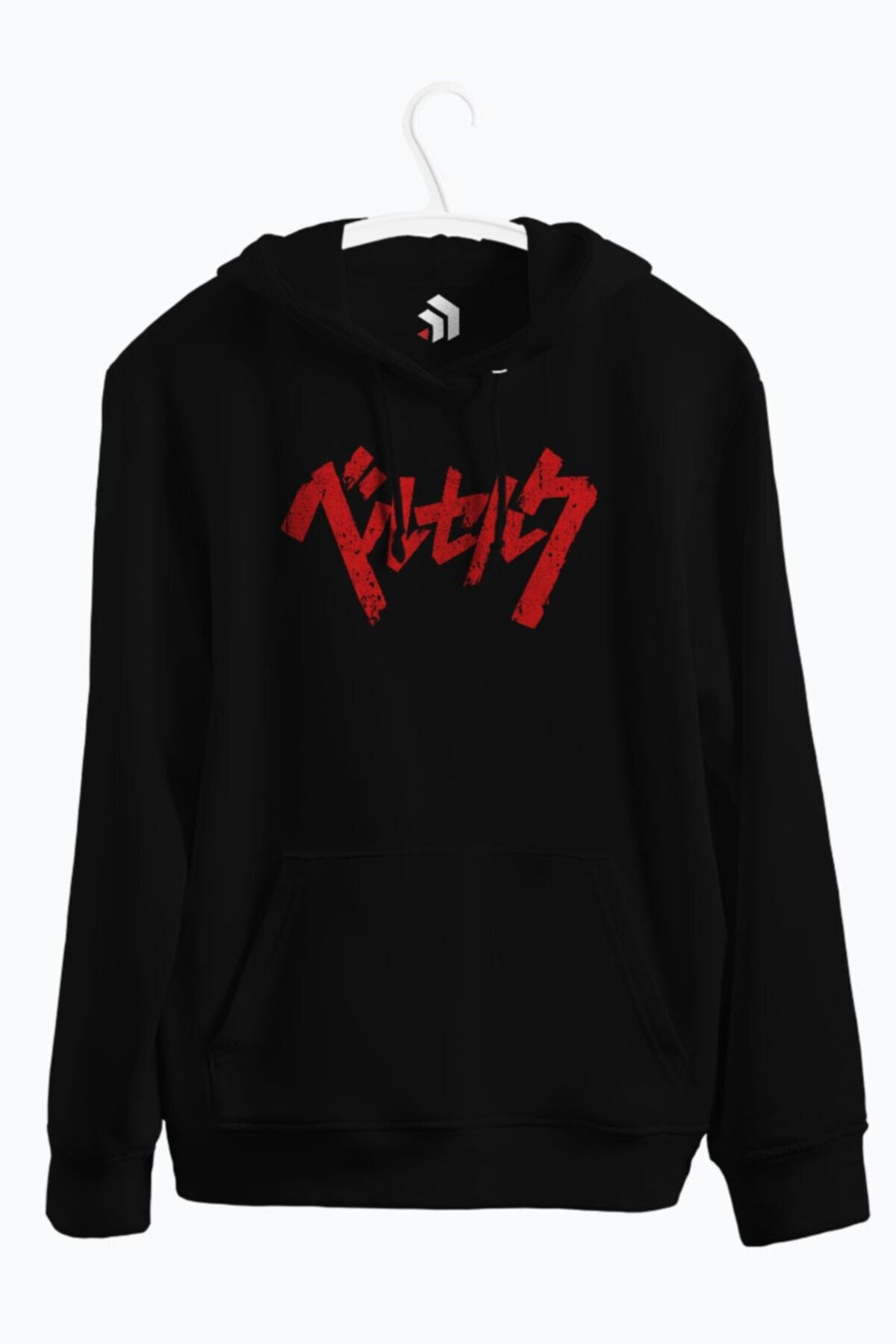 Kanji Anime Baskılı Kapüşonlu Sweatshirt