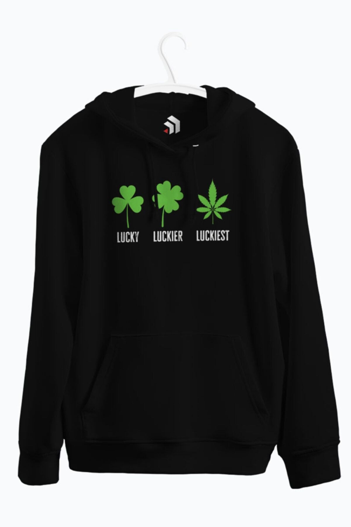 Lucky Luckier Luckiest Baskılı Kapşonlu Sweatshirt