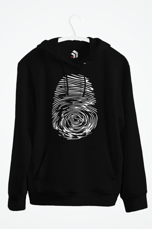 Parmak Izi Baskılı Kapşonlu Sweatshirt