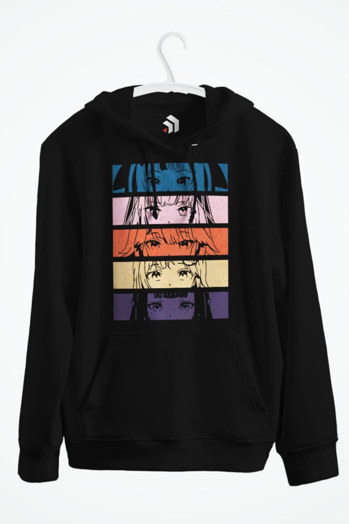 Holo En Eyes Anime Baskılı Kapşonlu Sweatshirt