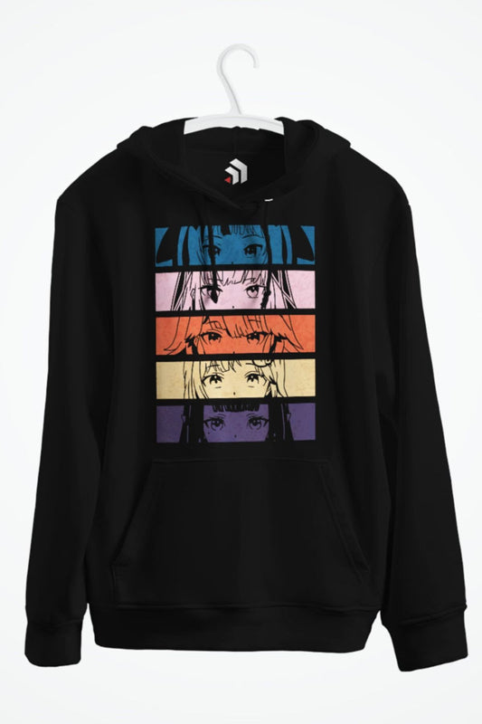 Holo En Eyes Anime Baskılı Kapşonlu Sweatshirt
