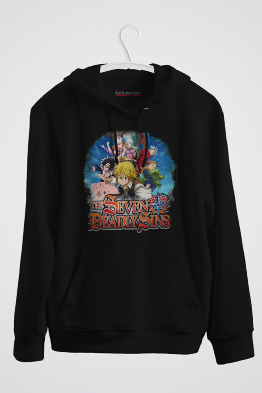 The Seven Deadly Sins Poster Anime Baskılı Kapüşonlu Sweatshirt