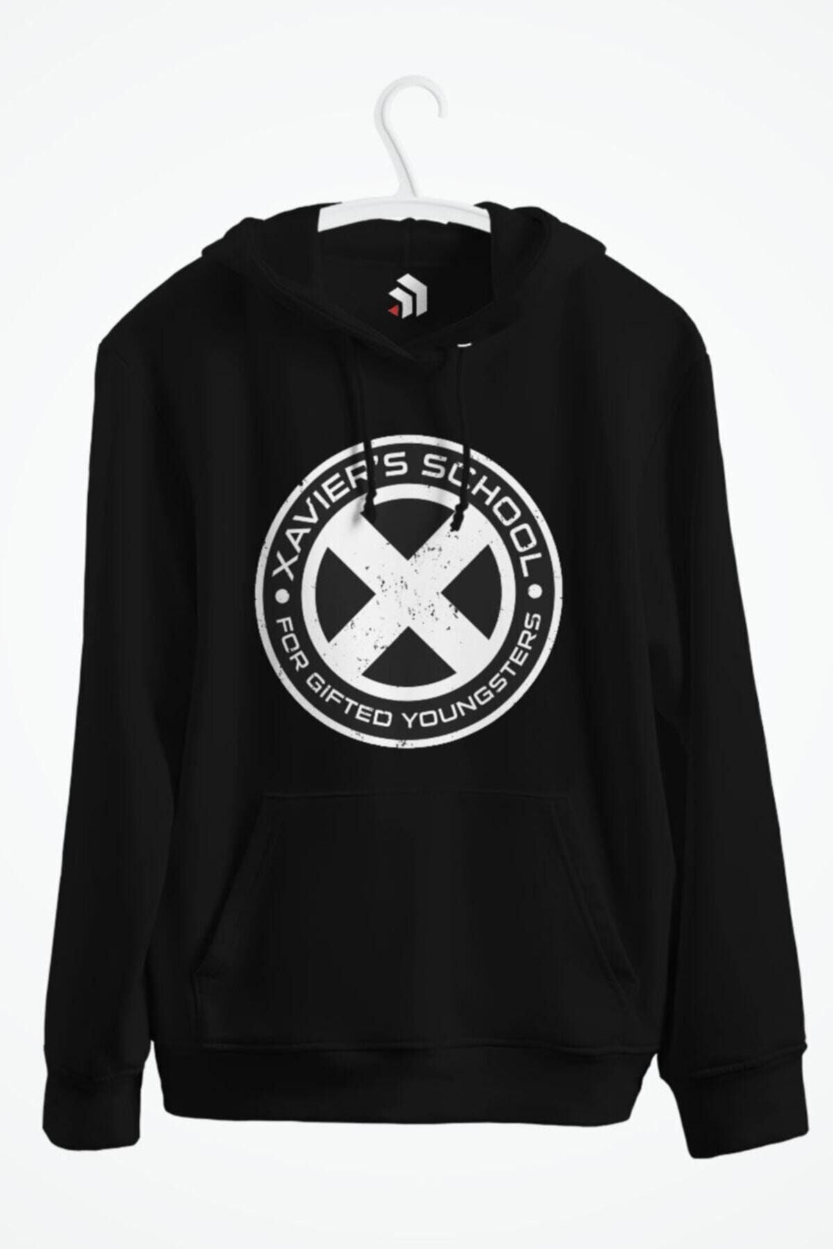 X Men Xavier's School Baskılı Kapşonlu Sweatshirt