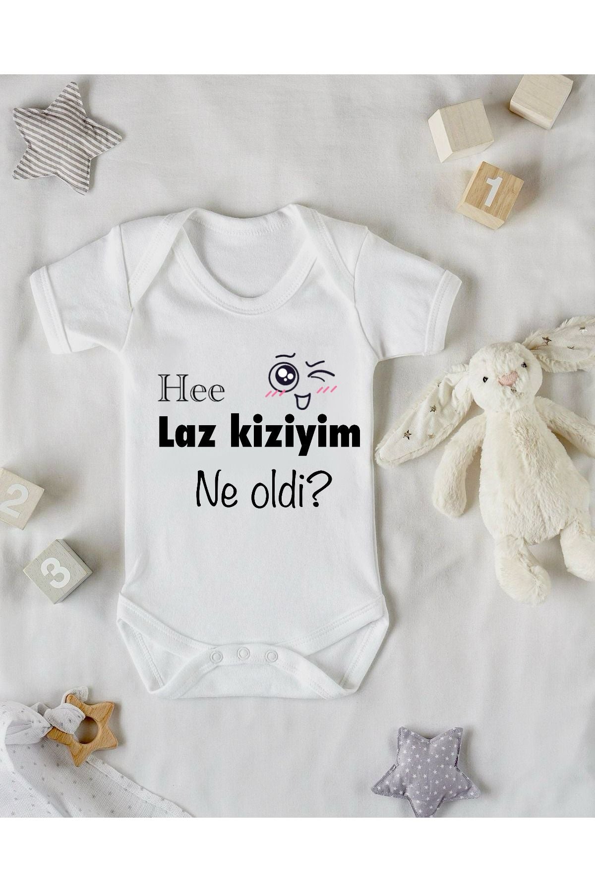 Laz Kiziyim Tasarımlı Baskılı Komik Bebek Zıbını