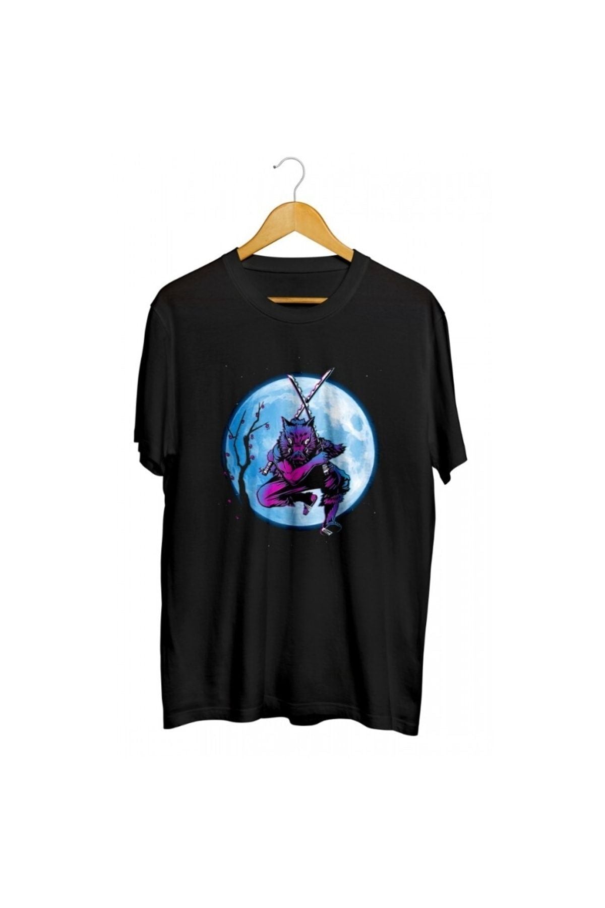 Demon Slayer Inosuke Under The Moon Anime Baskılı Unisex Tişört