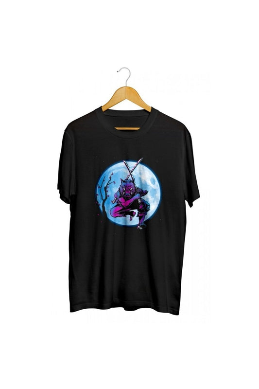 Demon Slayer Inosuke Under The Moon Anime Baskılı Unisex Tişört