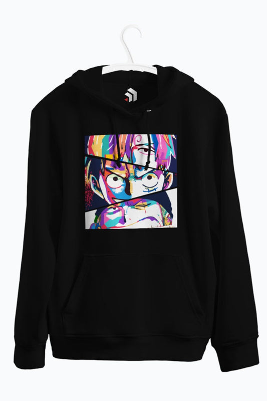 Sanji Luffy Zoro Anime Baskılı Kapüşonlu Sweatshirt