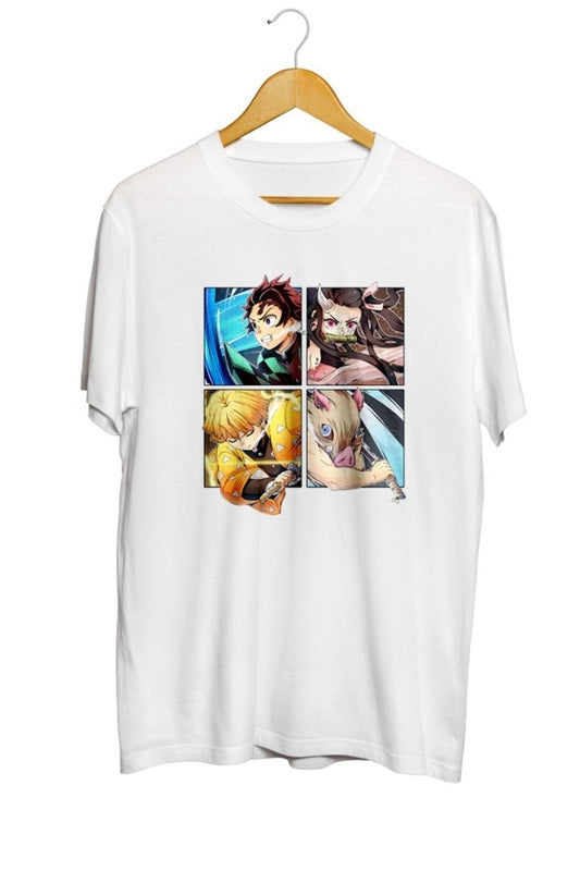 Demon Slayer Kimetsu Yok Yaiba Kamado Tanjirou Sabito Makomo Anime Baskılı Unisex Tişört