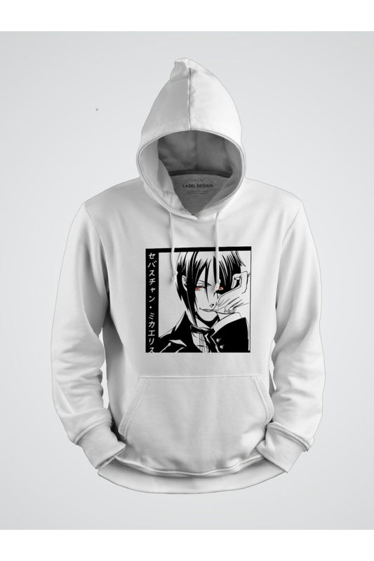 Black Butler Sebastian Anime Baskılı Kapşonlu Sweat