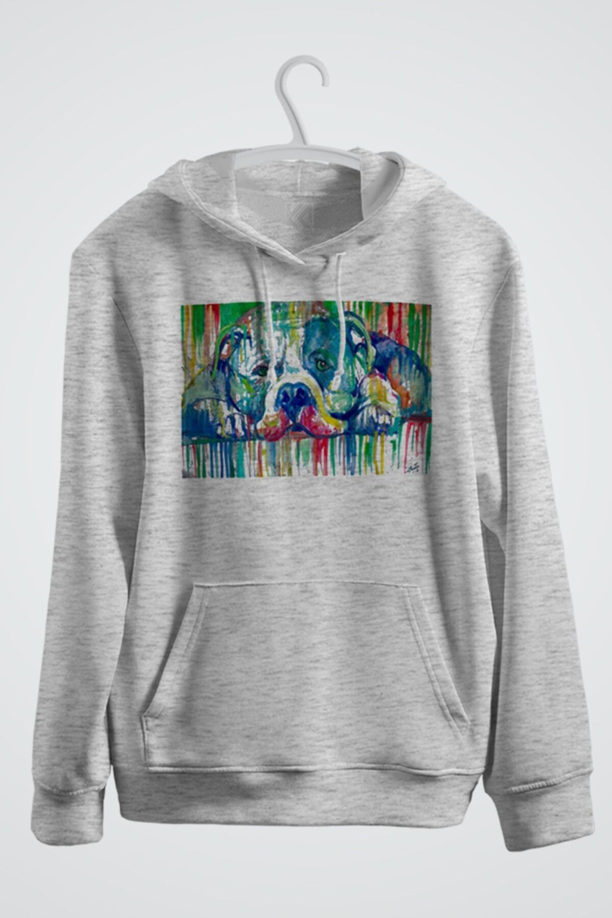 Pit Bull Resting On The Floor Baskılı Kapşonlu Sweatshirt