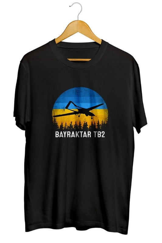Bayraktar Tb2 Ukrayna Bayrağı Baskılı Unisex Tişört