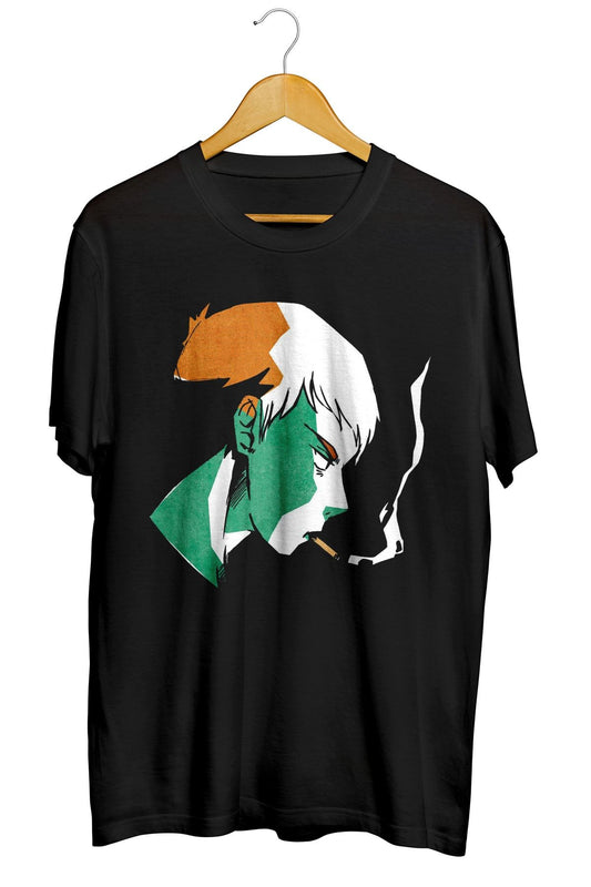 Smoking Anime Boy Baskılı Unisex Tişört