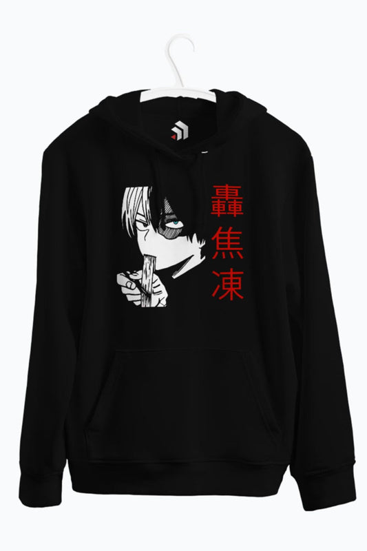 Todoroki Slurp Anime Baskılı Kapşonlu Sweatshirt