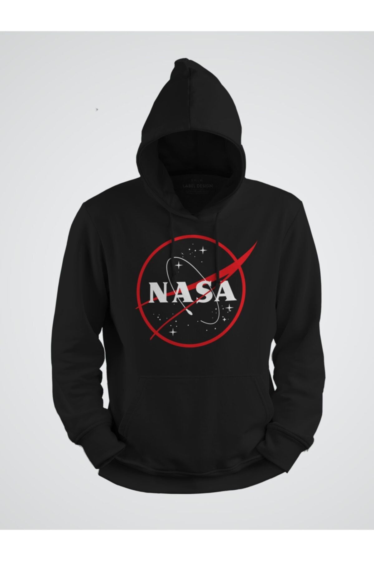 Nasa Kırmızı Logo Baskılı Kapşonlu Sweat