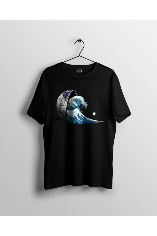 Dünyanın Hokusai Dalgalı Baskılı  T-Shirt