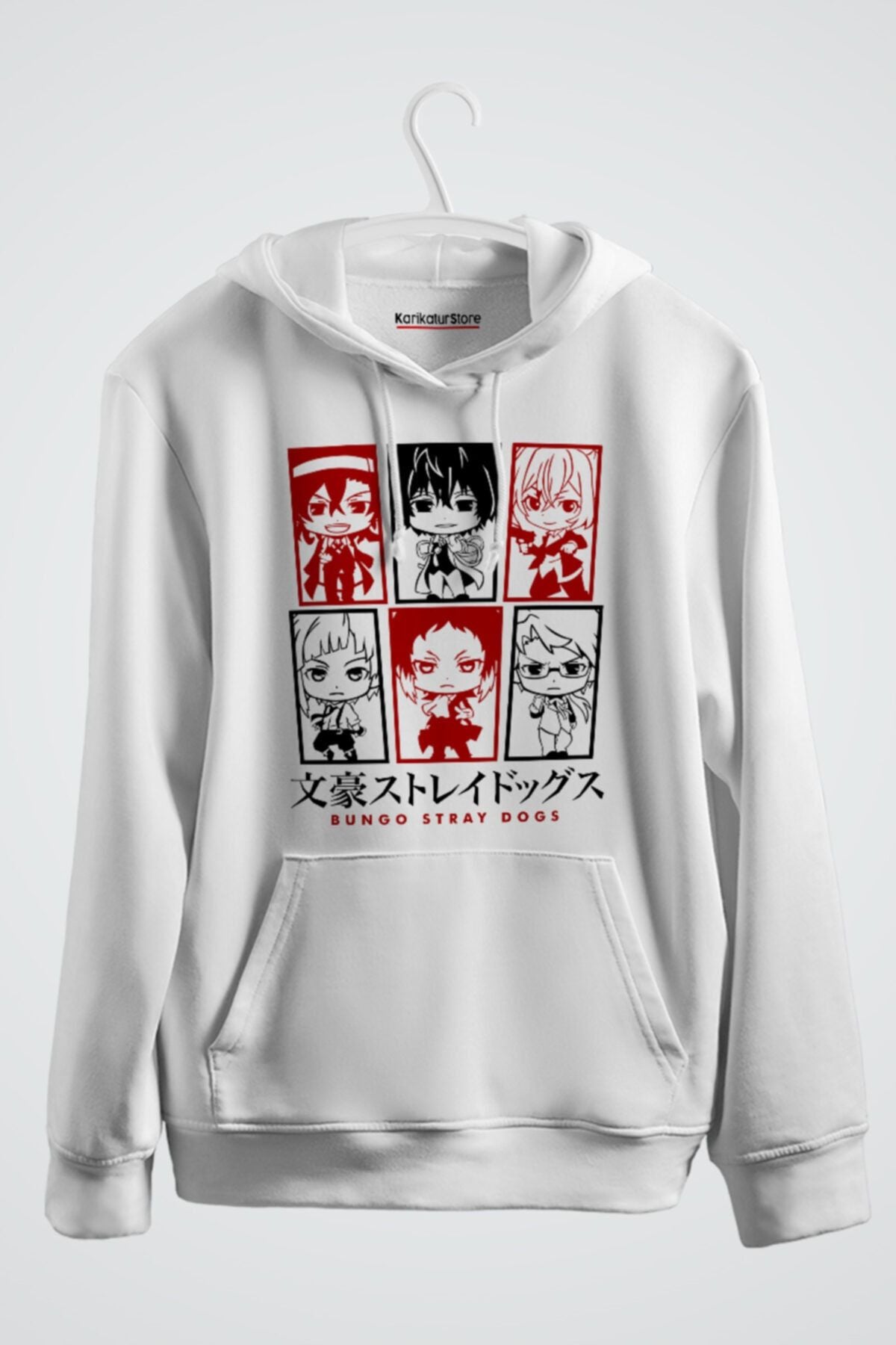 Bungou Stray Dogs Kawai Anime Baskılı Kapüşonlu Sweatshirt
