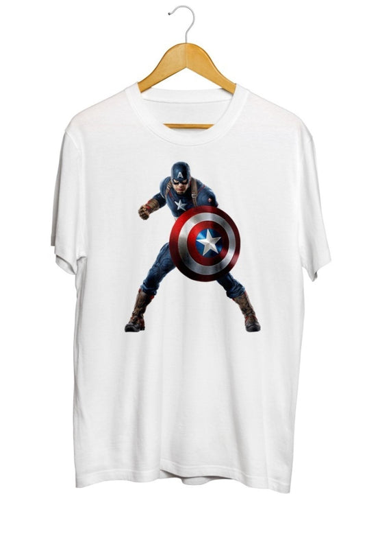 Marvel Avengers Assemble Captain America Iron Man Baskılı Unisex Tişört