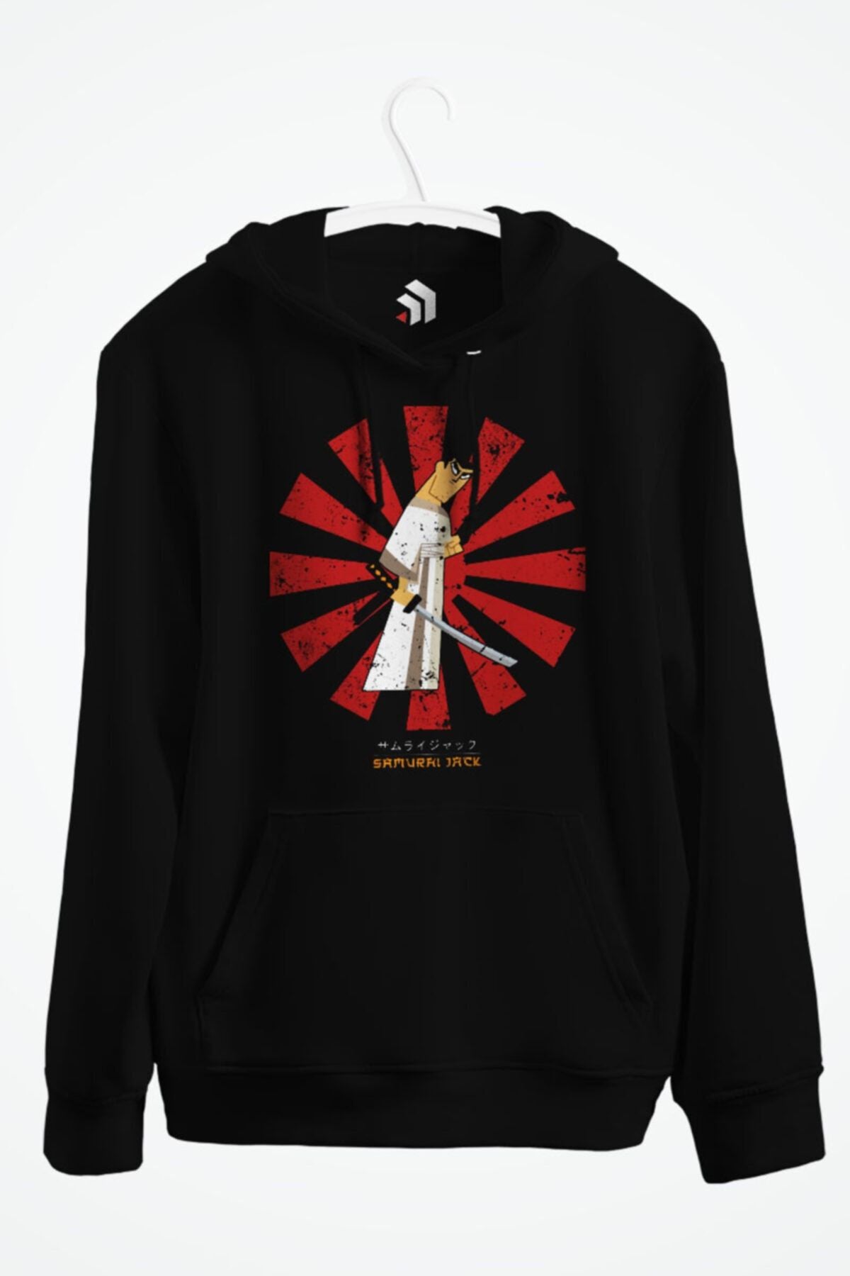 Samurai Jack Anime Baskılı Kapşonlu Sweatshirt