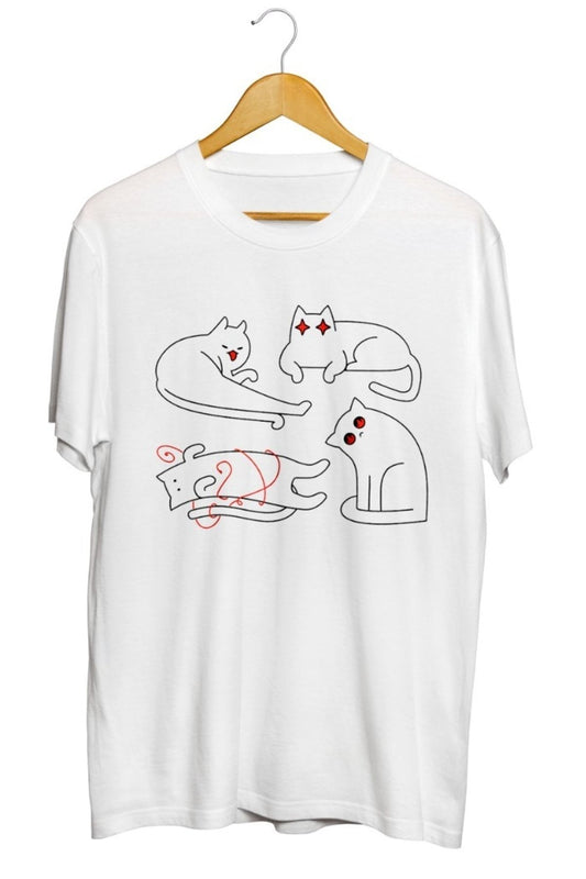 Yaramaz Kedi Baskılı Unisex Tişört