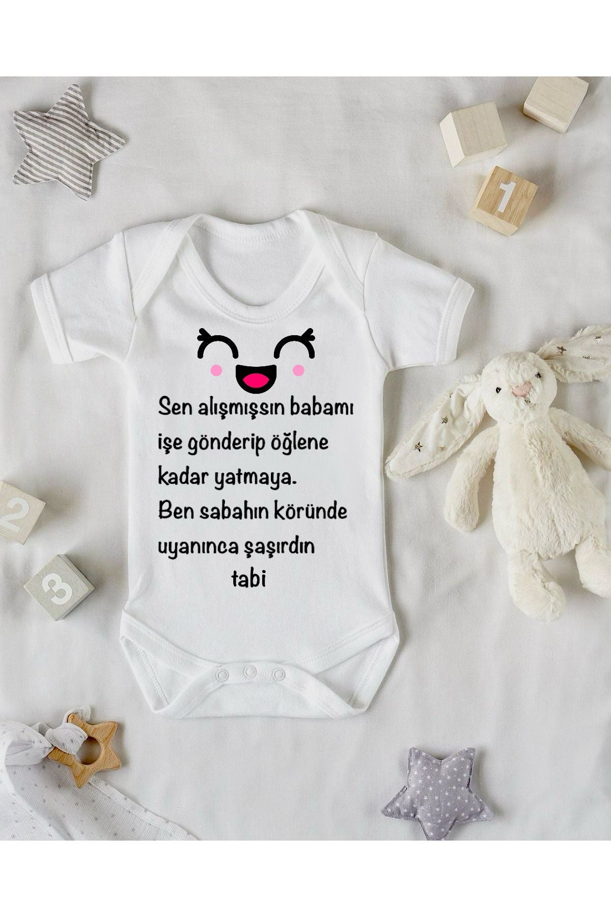 Anne Çocuk Baskılı Komik Bebek Zıbını