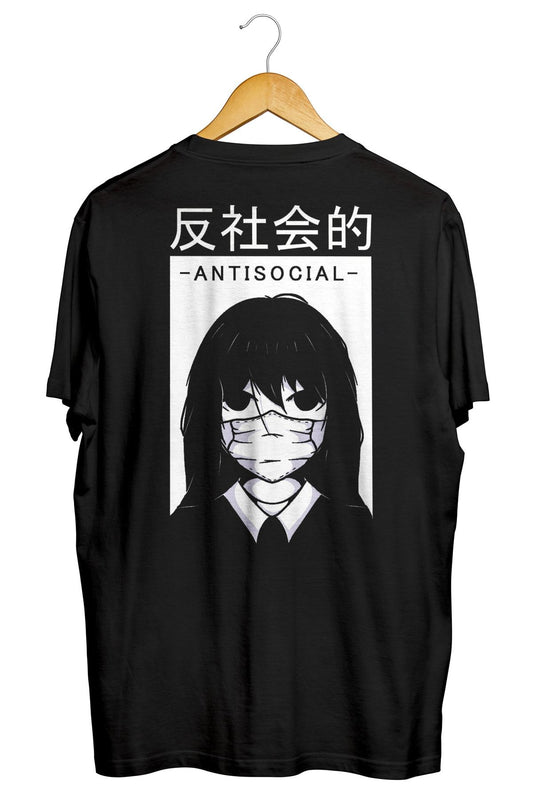 Anime Antisocial Girl Face Mask - Sırt Baskılı Unisex Tişört