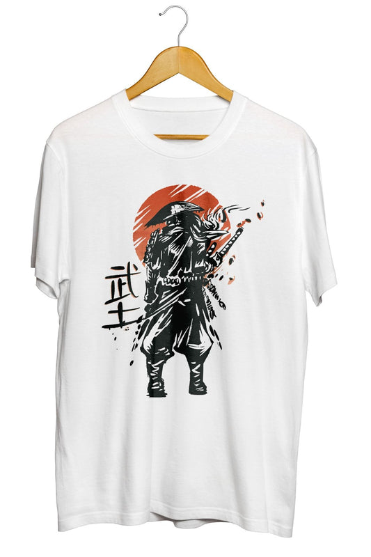 Samurai Warrior Japanese Anime Baskılı Unisex Tişört