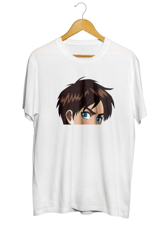 Eren Yeager Peeking Baskılı Unisex Tişört