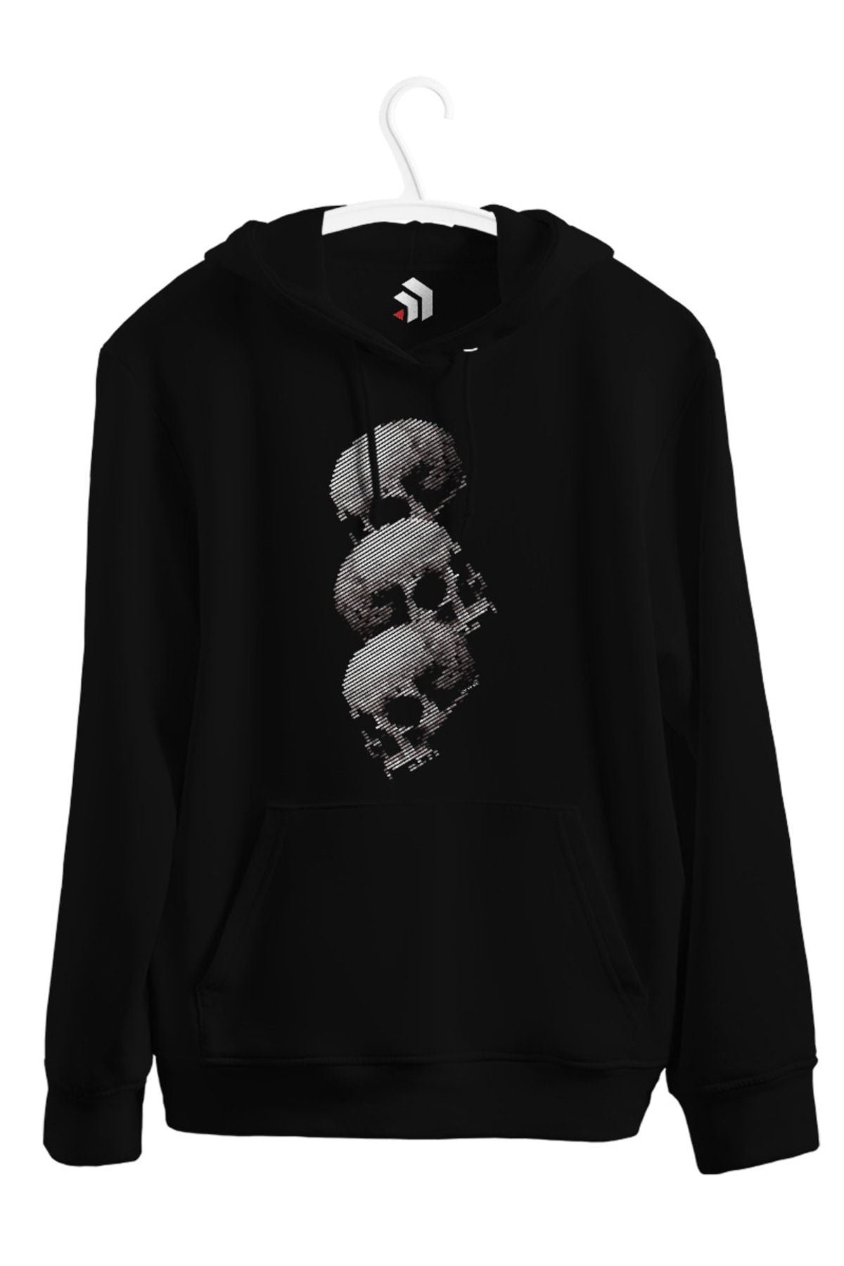Glitch Skulls Baskılı Unisex Kapşonlu