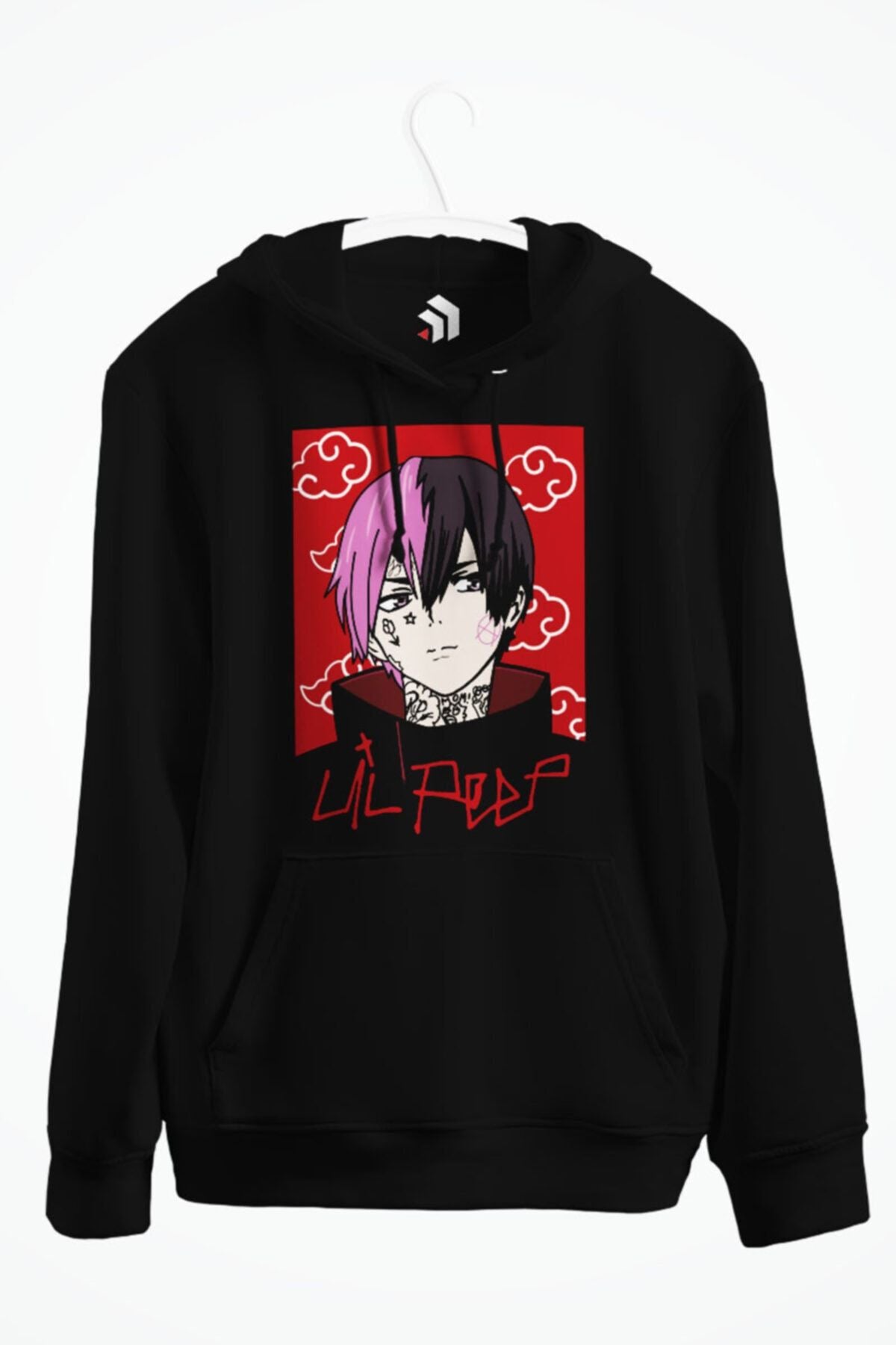 Lil Peep Akatsuki Gang Hip Hop Anime Baskılı Kapüşonlu Sweatshirt