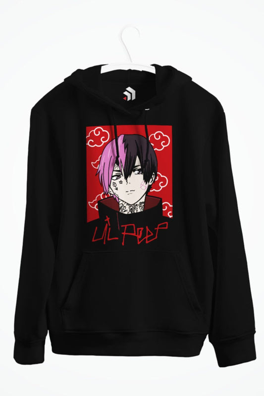 Lil Peep Akatsuki Gang Hip Hop Anime Baskılı Kapüşonlu Sweatshirt