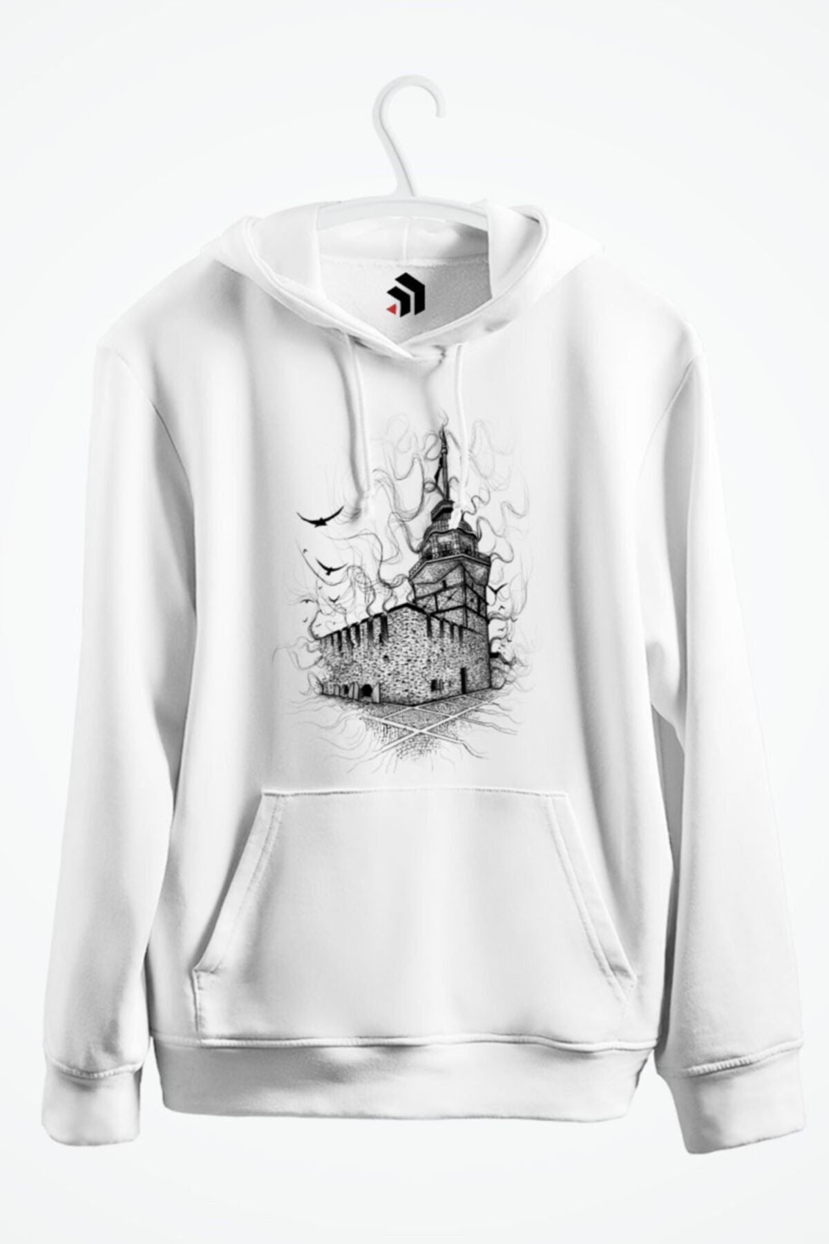 Istanbul Maiden Tower - Kız Kulesi Baskılı Kapşonlu Sweatshirt