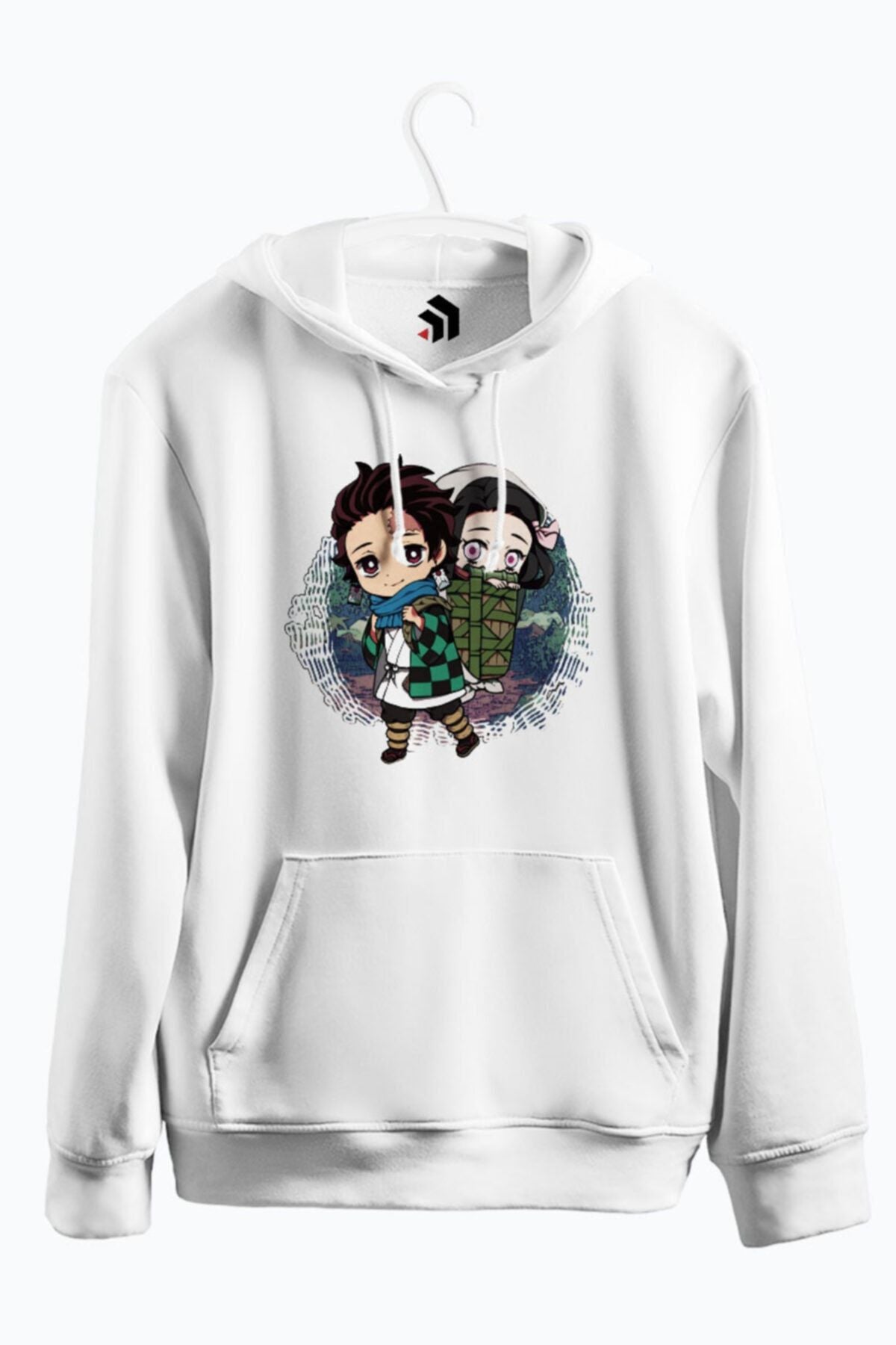 Anime Kimetsu No Yaiba Baskılı Kapüşonlu Sweatshirt