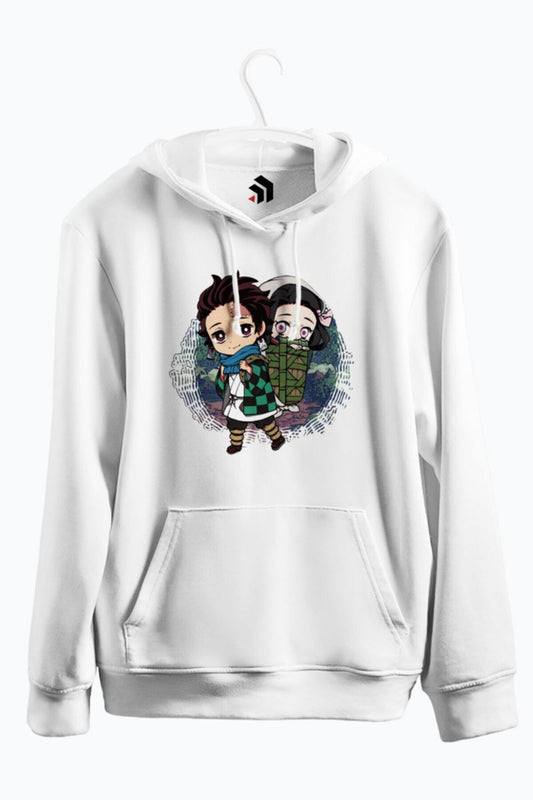 Anime Kimetsu No Yaiba Baskılı Kapüşonlu Sweatshirt