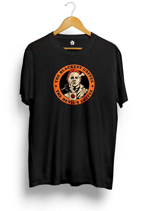 Michael Myers The Blackest Coffee The Devil’s Coffee Baskılı Tişört