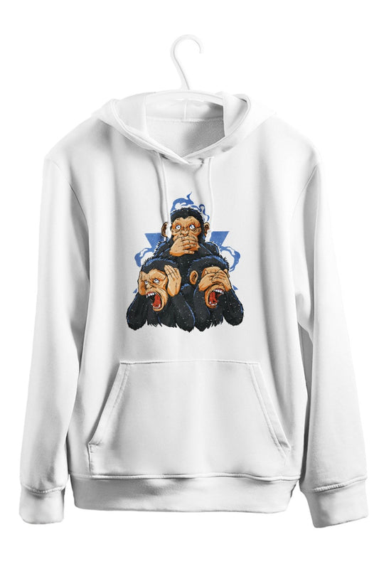 Three Monkeys Baskılı Kapşonlu Sweatshirt