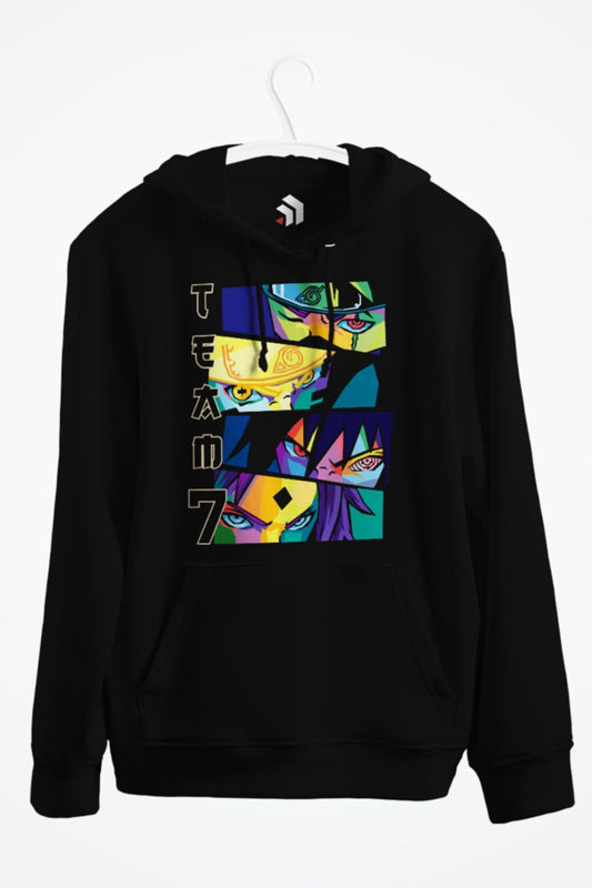 Team 7 Naruto Anime Baskılı Kapşonlu Sweatshirt