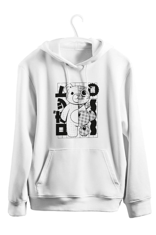 Teddy Bear Robot Technology Cartoon Baskılı Kapşonlu Sweatshirt