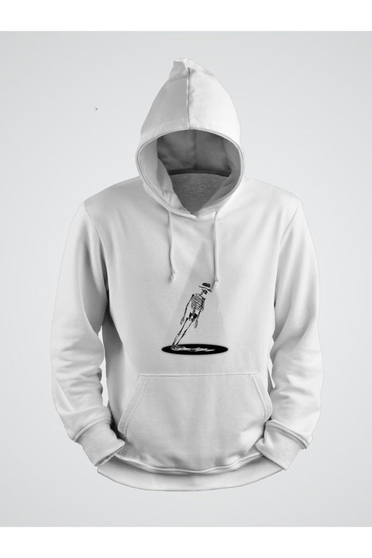 Yer Çekimine Karşı Iskelet Baskılı Kapşonlu Sweat